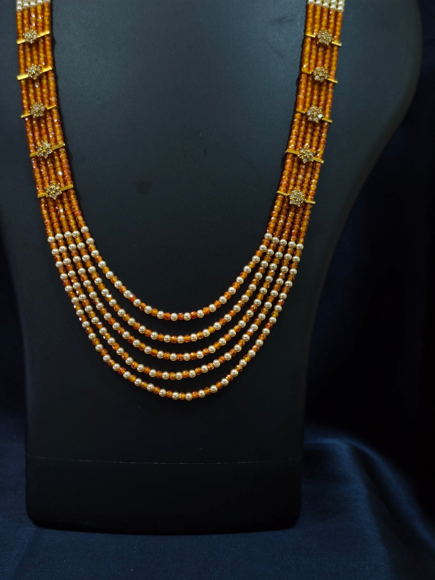 5 Layered Pearl Chain-Light Orange