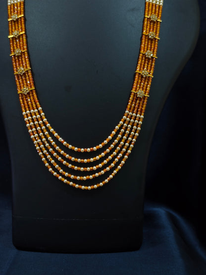 5 Layered Pearl Chain-Light Orange