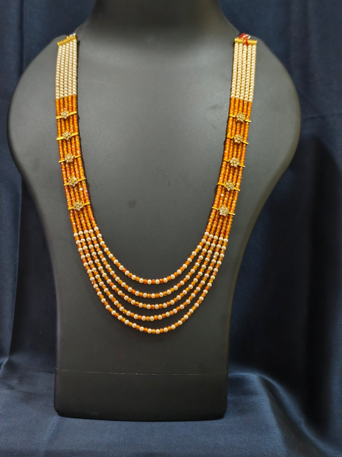 5 Layered Pearl Chain-Light Orange