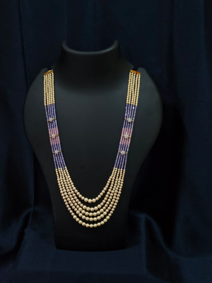 5 Layered Pearl Chain-Purple & Pink
