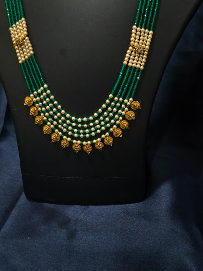 5 Layered Green Pearl Kasu Mala