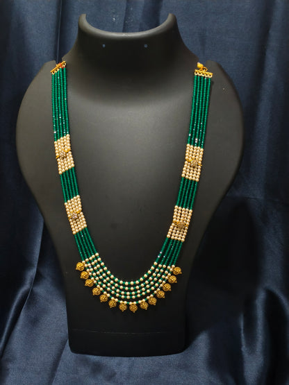 5 Layered Green Pearl Kasu Mala