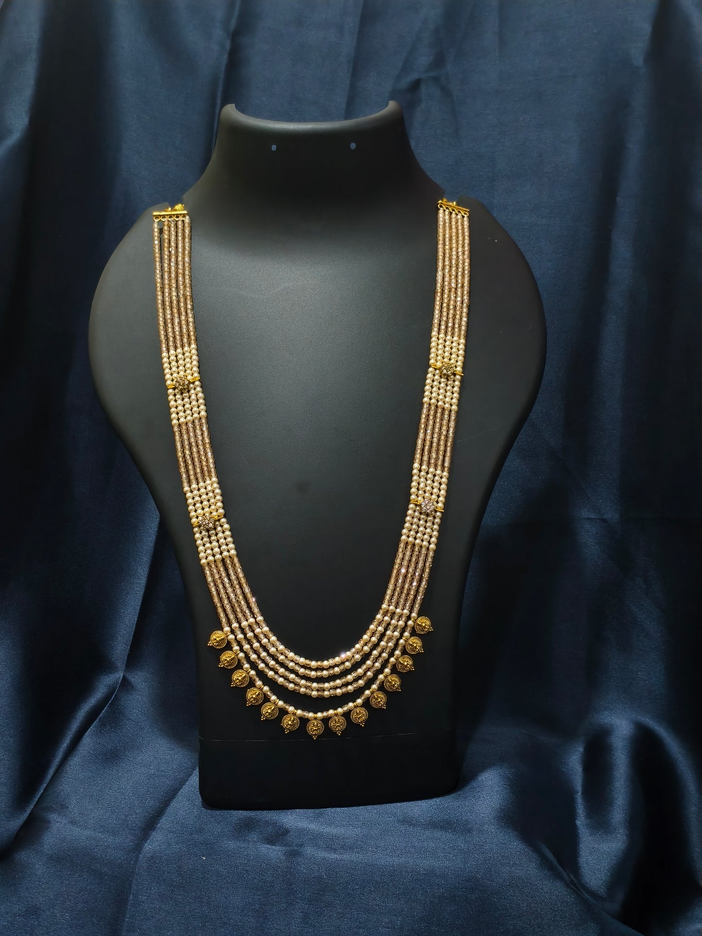 5 Layered Honey Pearl Kasu Mala