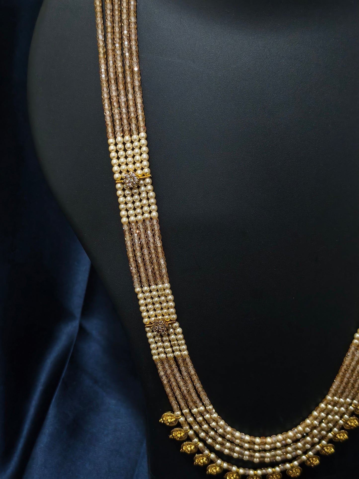 5 Layered Honey Pearl Kasu Mala