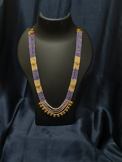5 Layered Lavender Pearl Kasu Mala