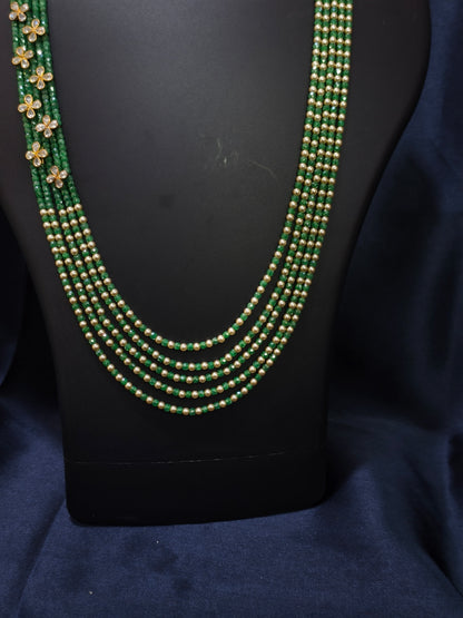 5 Layered Green Floral Mala