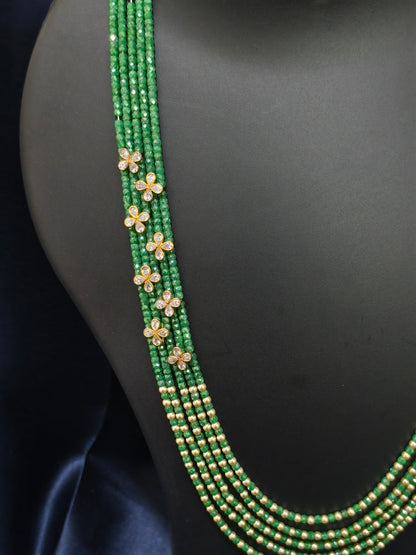5 Layered Green Floral Mala
