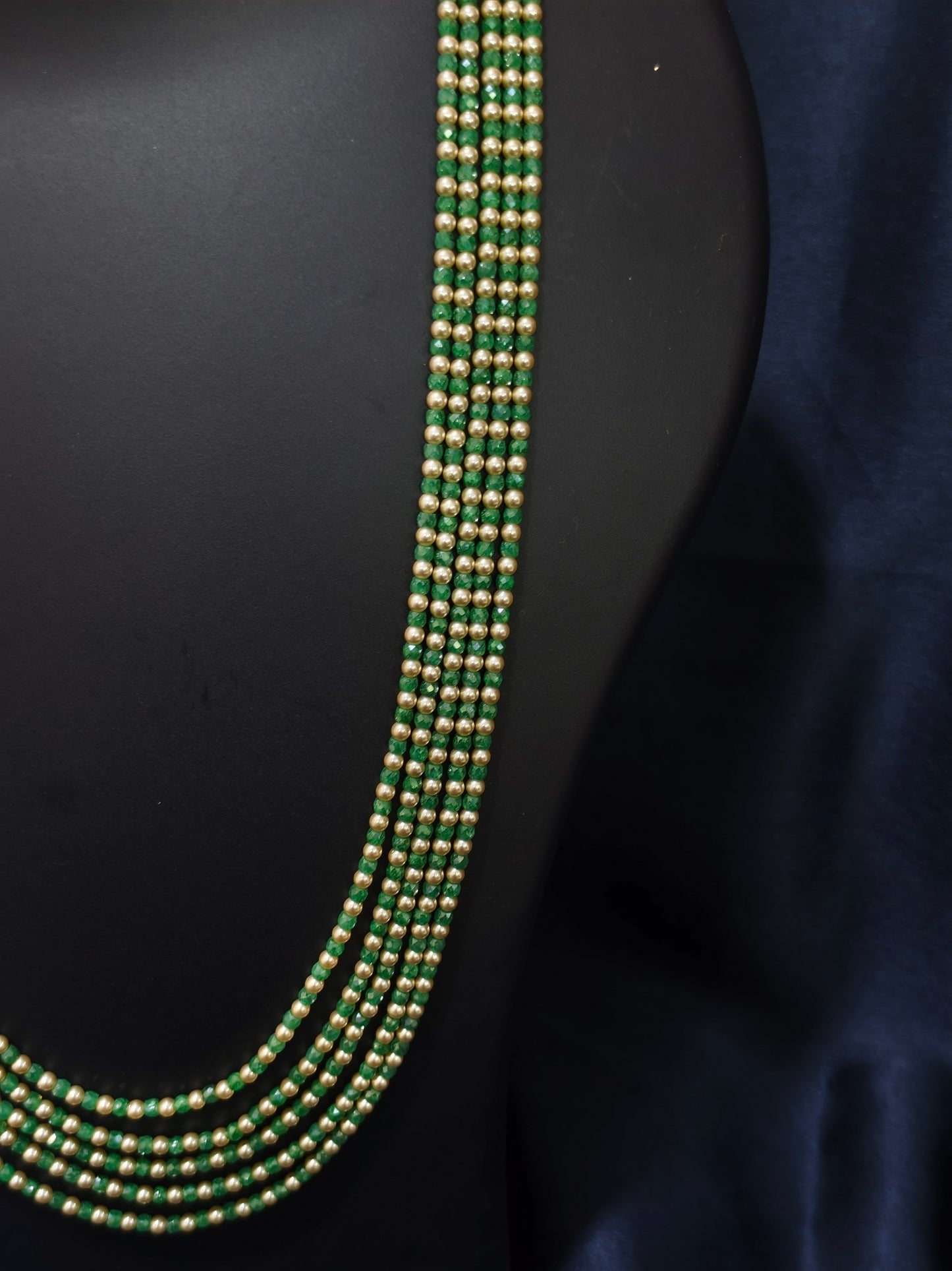 5 Layered Green Floral Mala