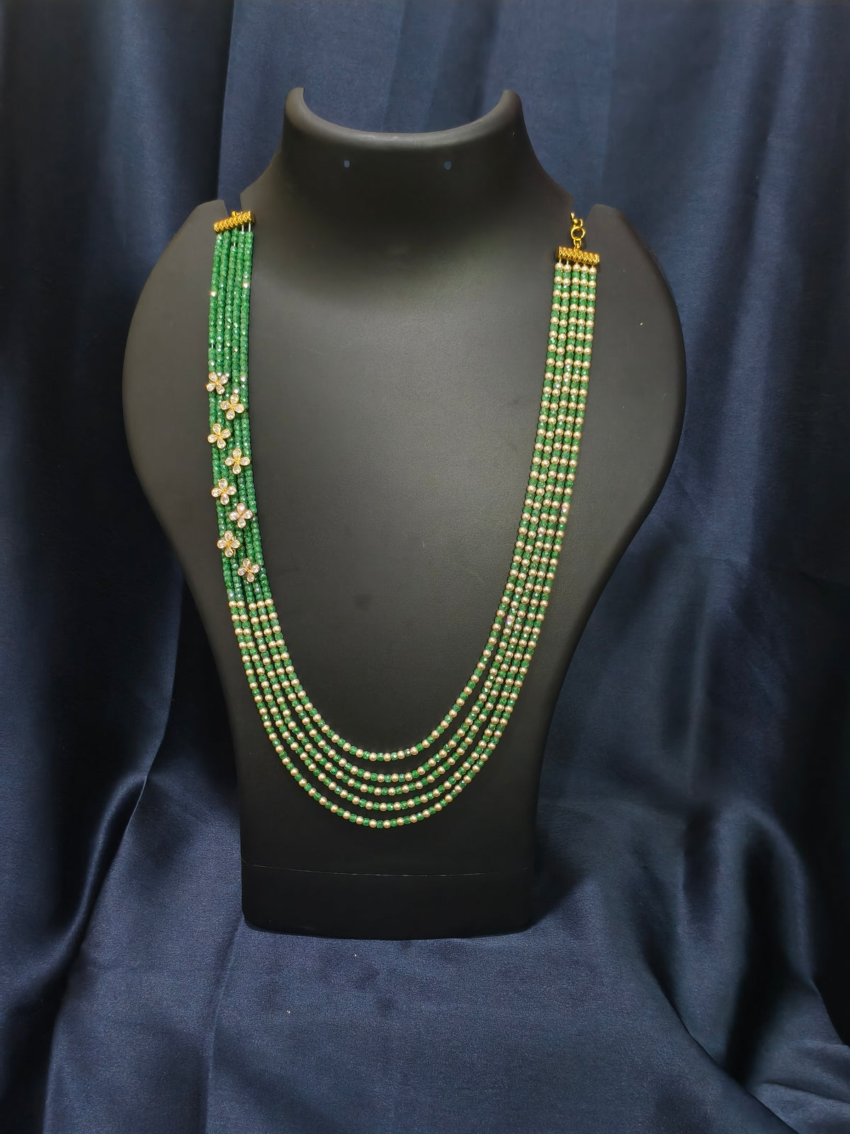 5 Layered Green Floral Mala