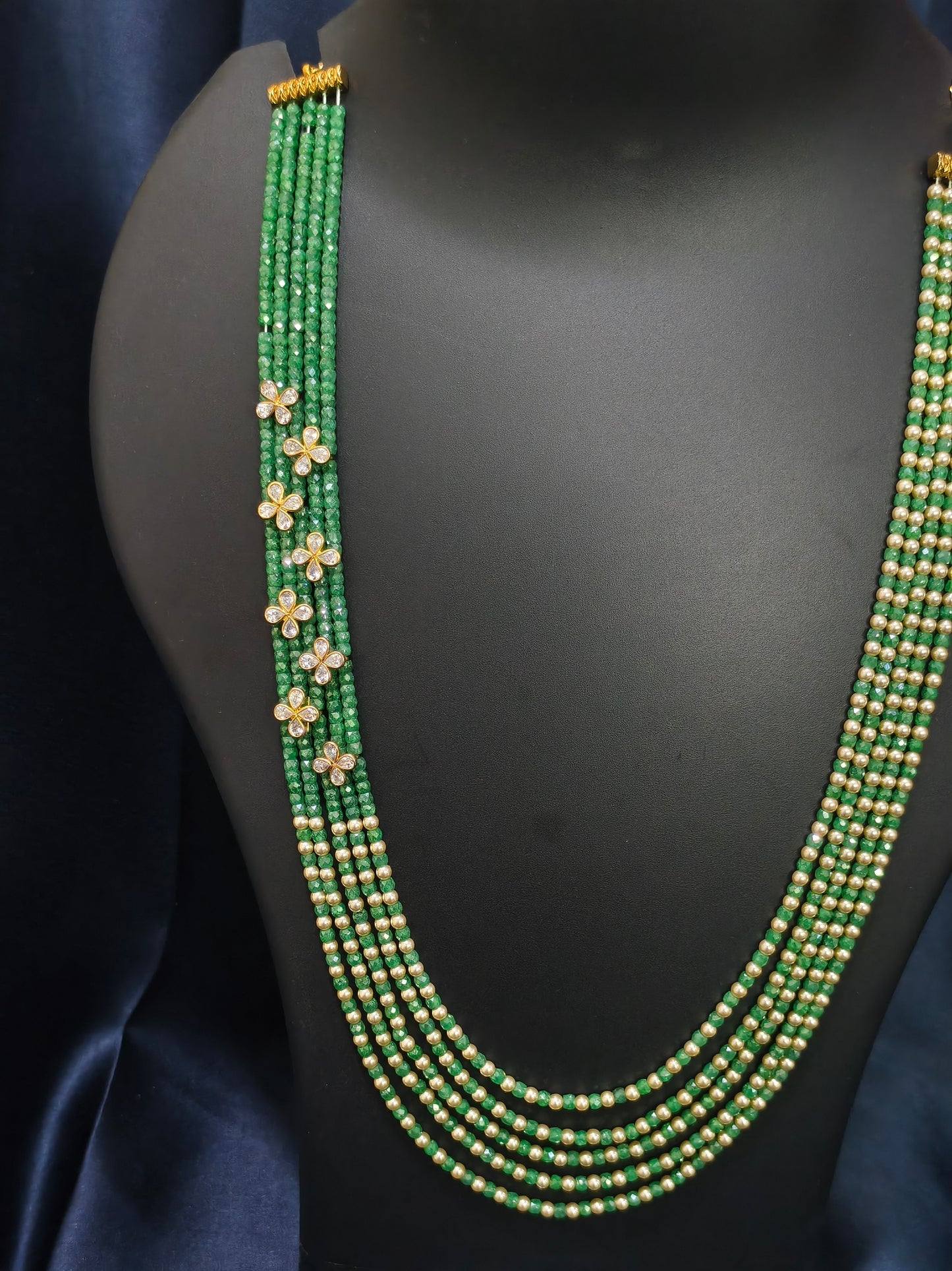 5 Layered Green Floral Mala