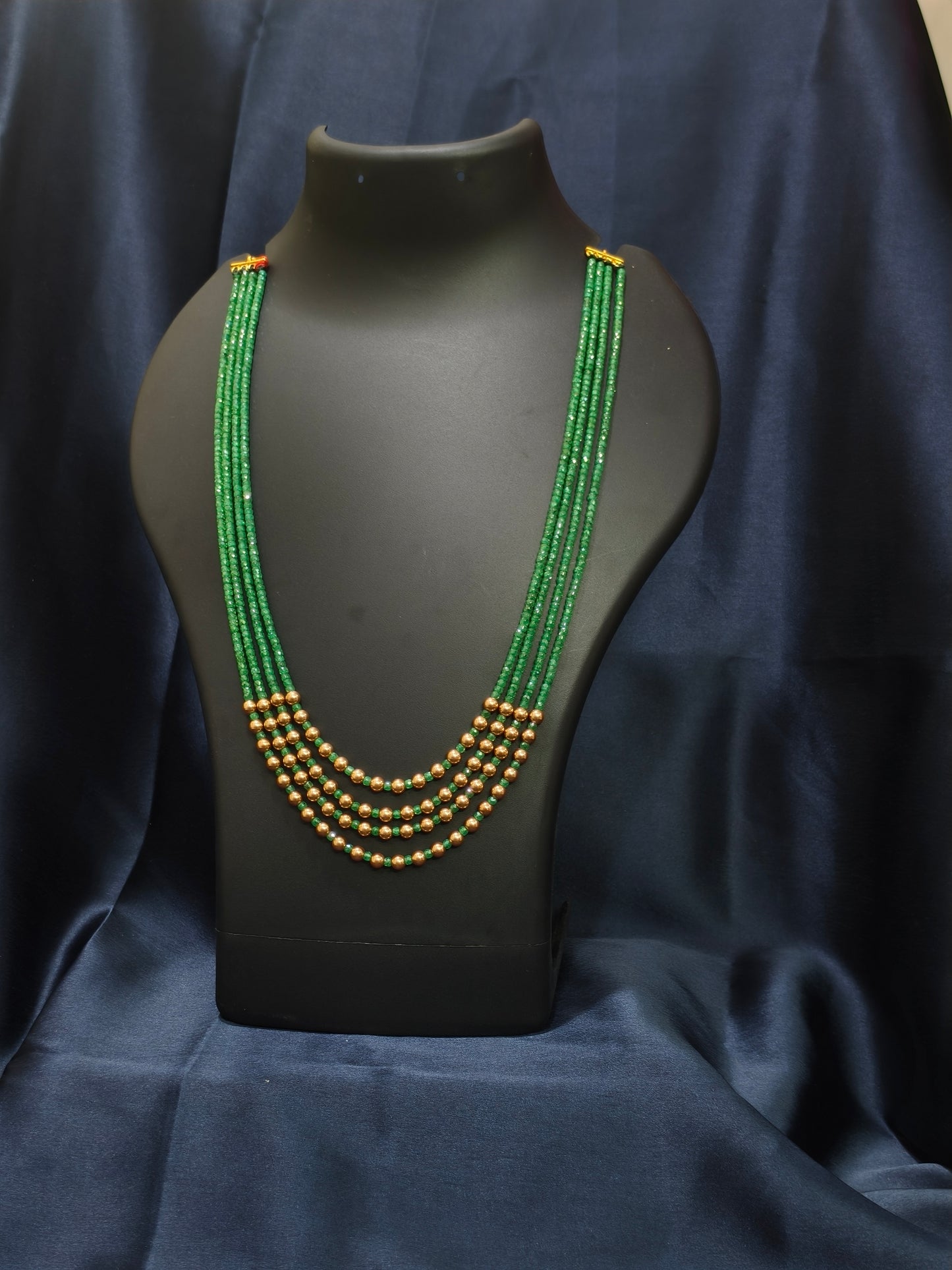 4 Layered Green Gold Mala