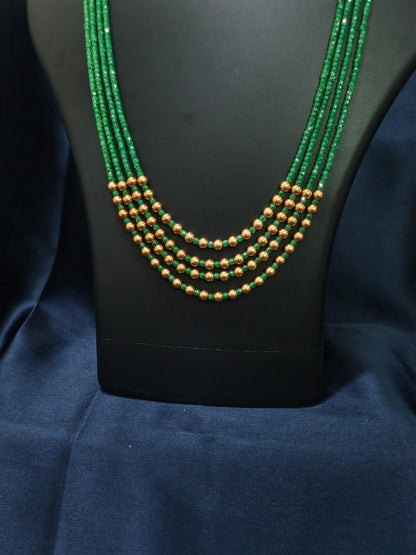 4 Layered Green Gold Mala