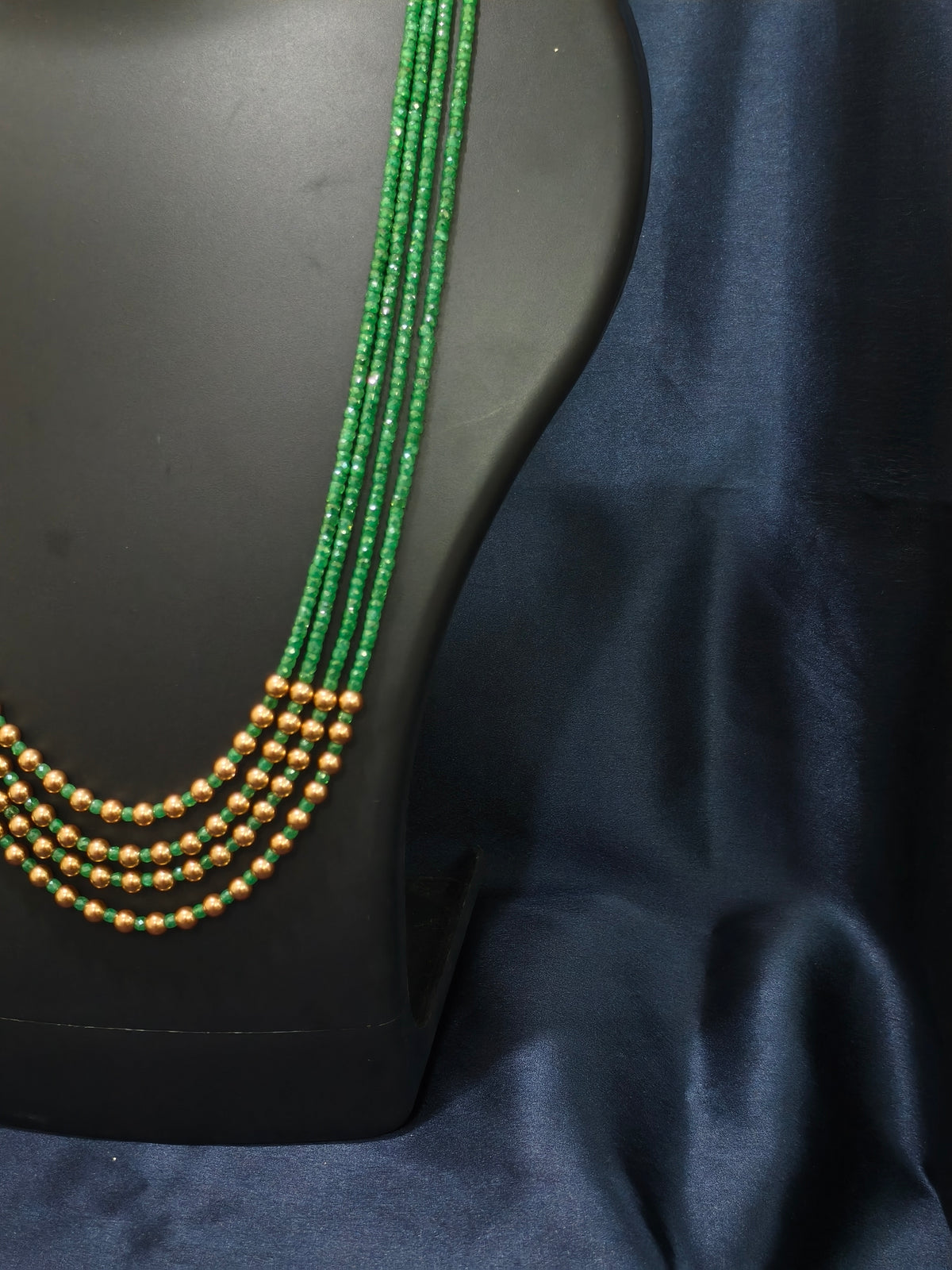 4 Layered Green Gold Mala