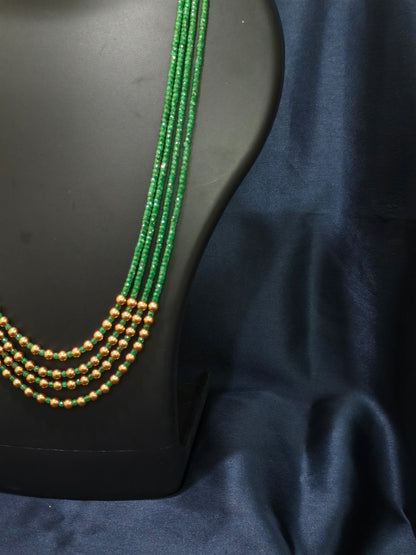 4 Layered Green Gold Mala
