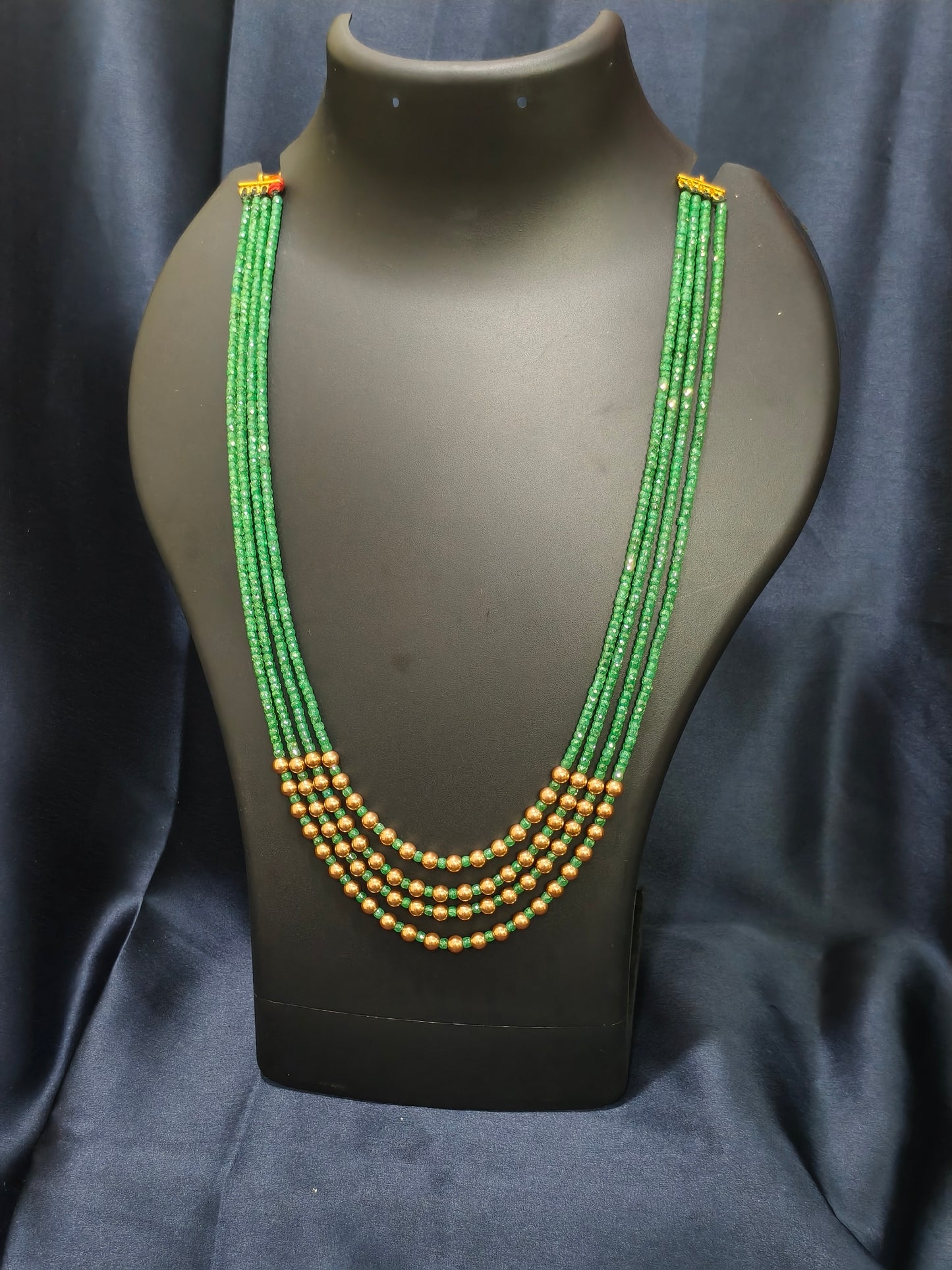 4 Layered Green Gold Mala