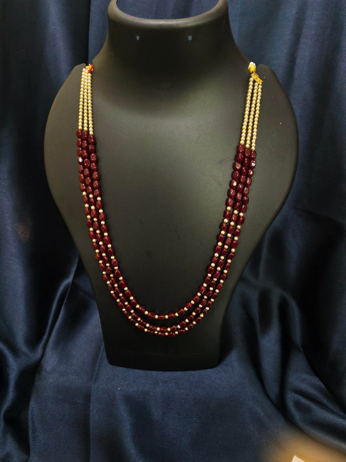 3 Layered Maroon Pearl Mala