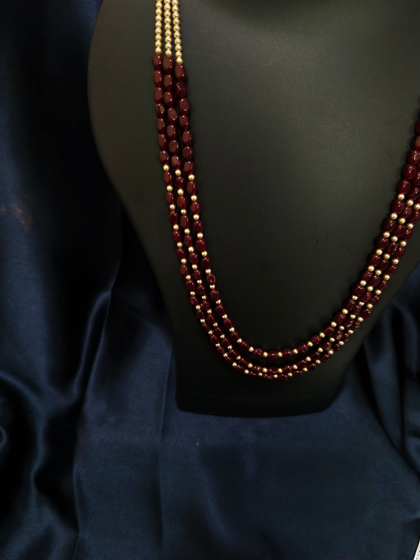 3 Layered Maroon Pearl Mala