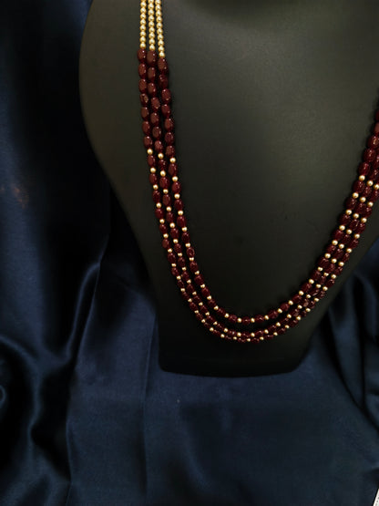 3 Layered Maroon Pearl Mala