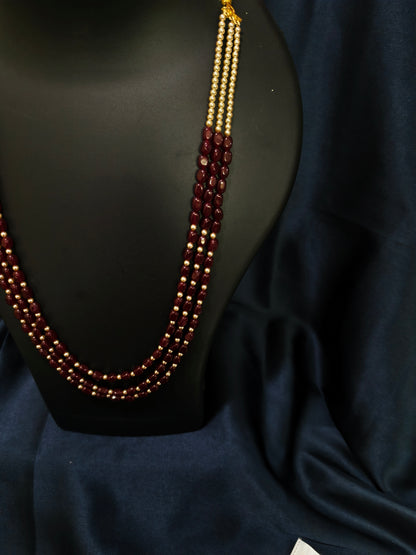 3 Layered Maroon Pearl Mala