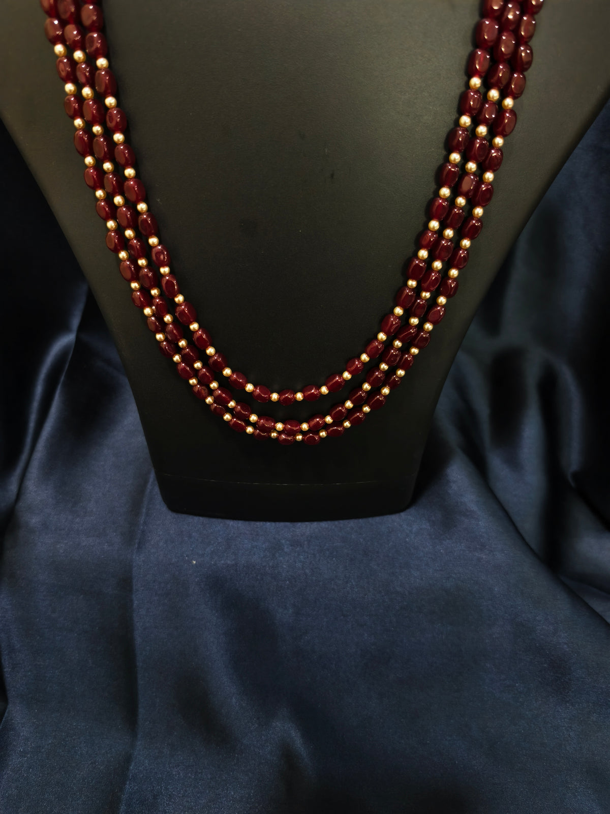 3 Layered Maroon Pearl Mala