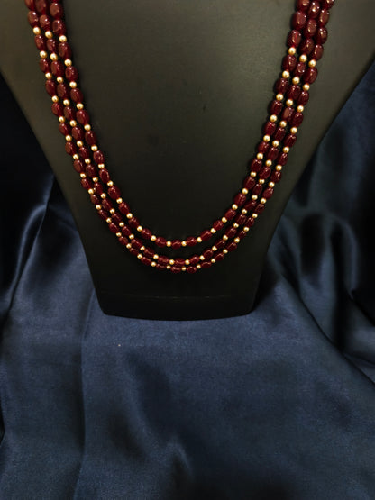 3 Layered Maroon Pearl Mala