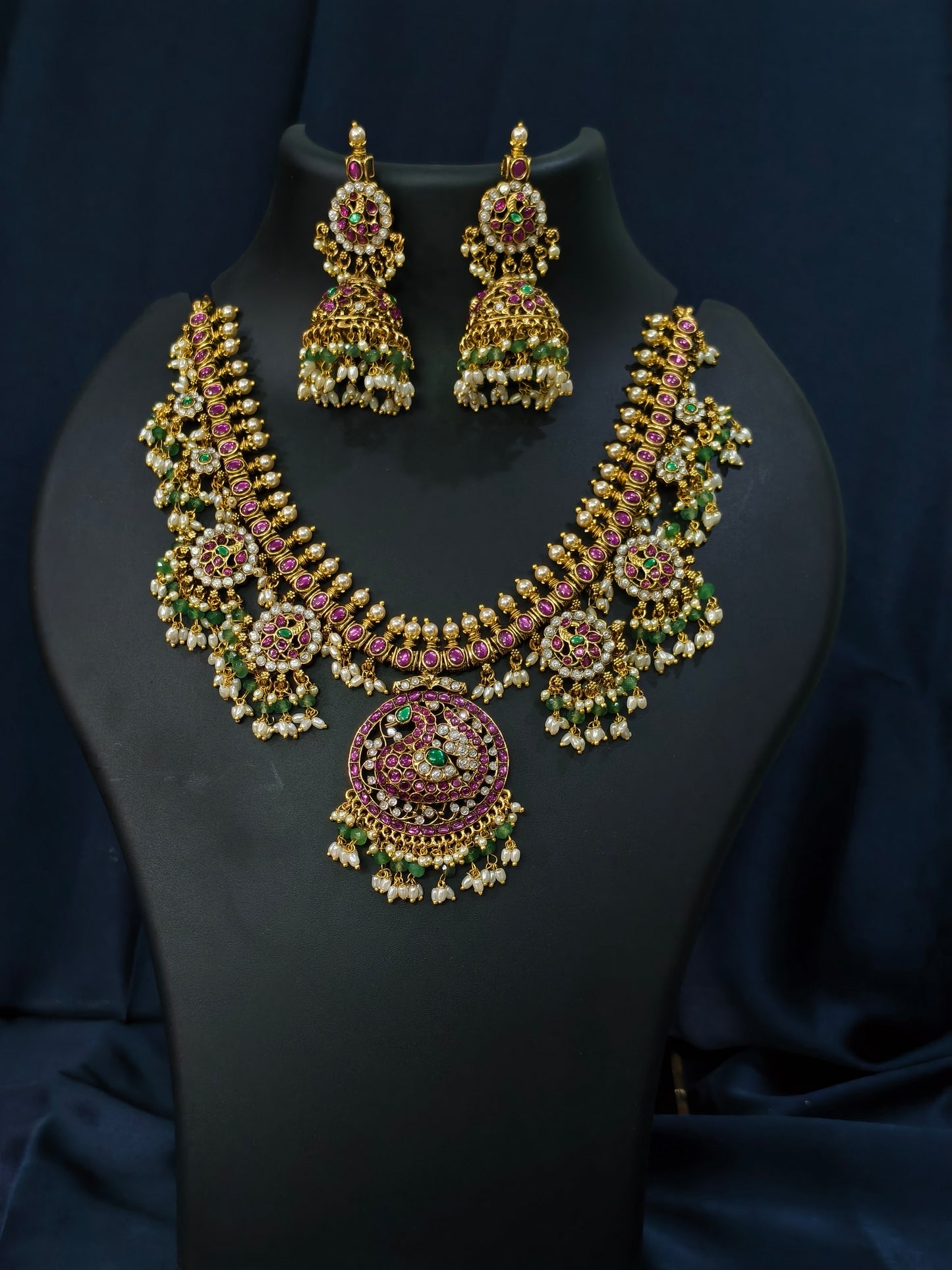 Gutta Poosalu Necklace with Jhumkas