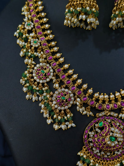 Gutta Poosalu Necklace with Jhumkas