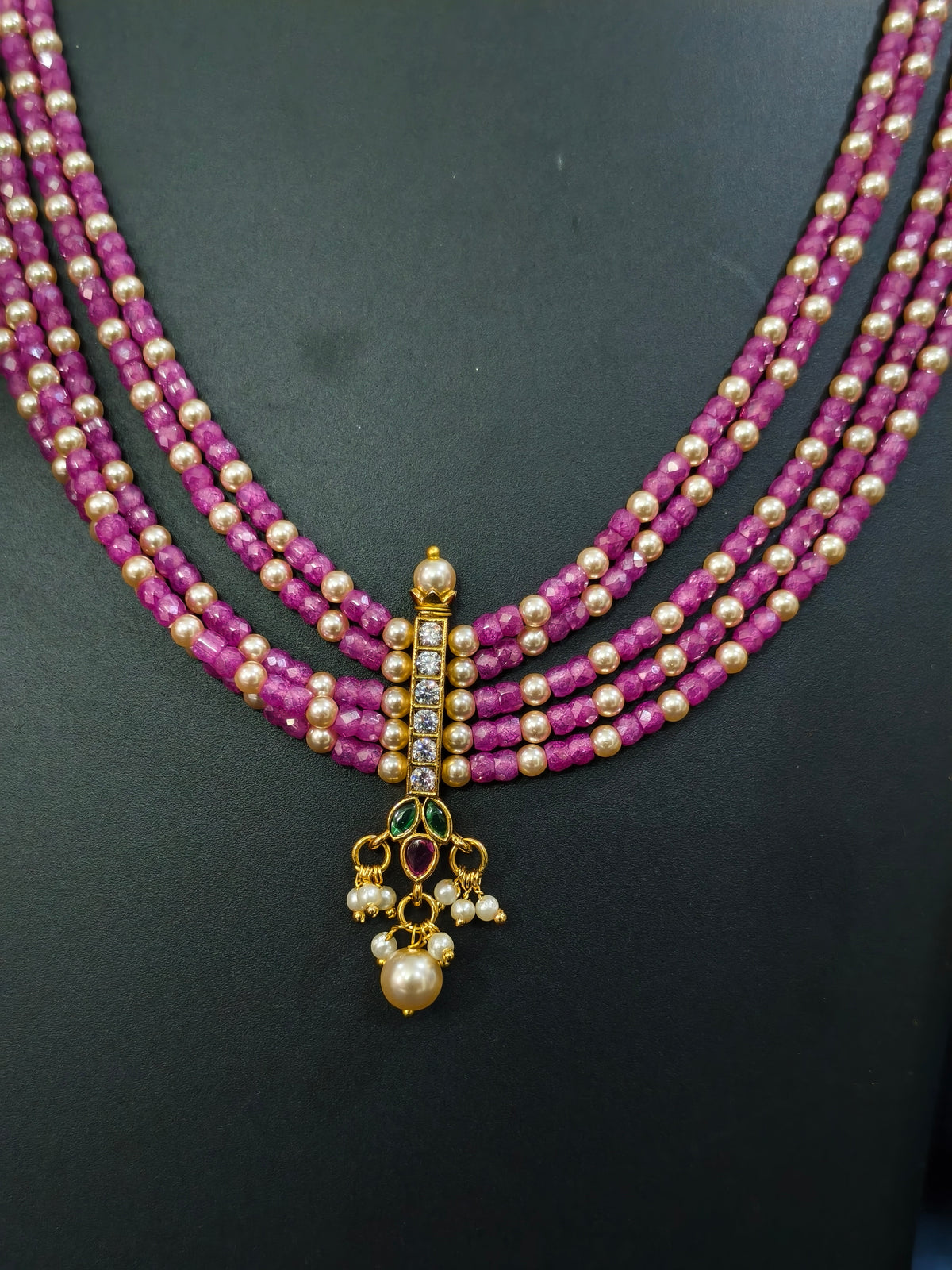 Pink Bead Pendant Necklace