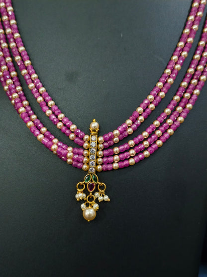 Pink Bead Pendant Necklace