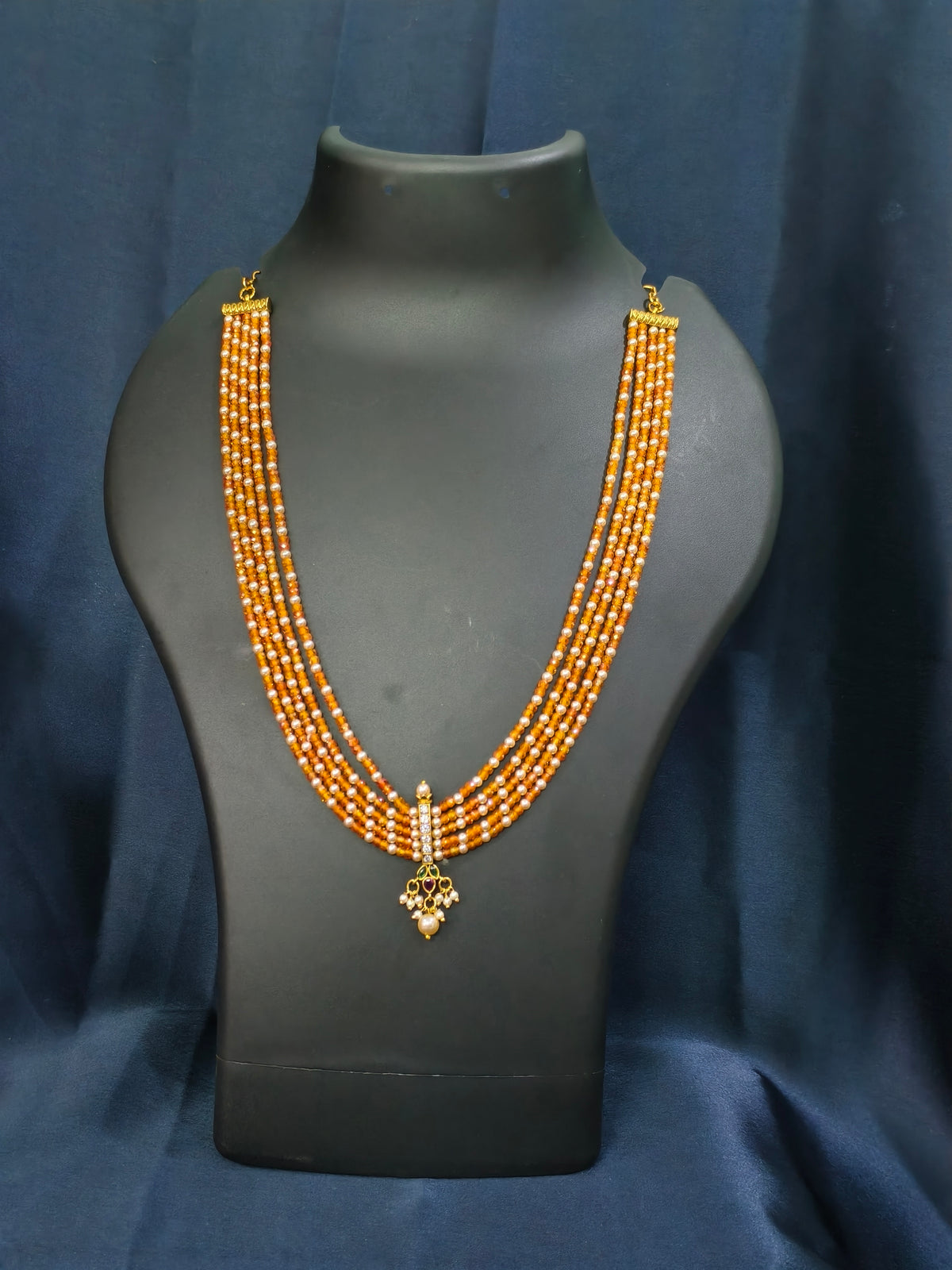 Orange Bead Pendant Necklace