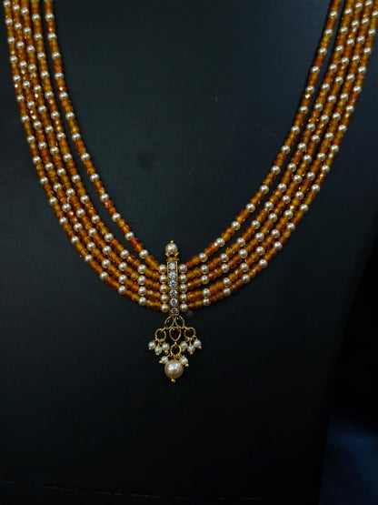 Orange Bead Pendant Necklace