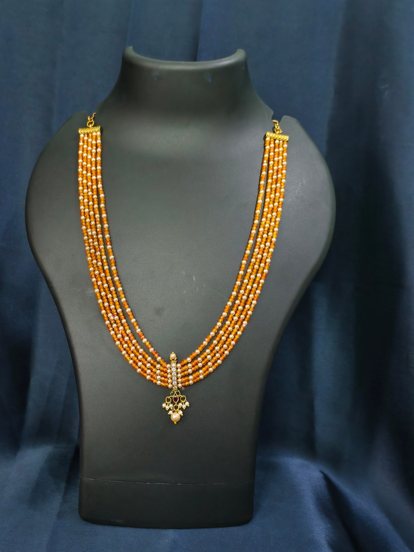 Orange Bead Pendant Necklace