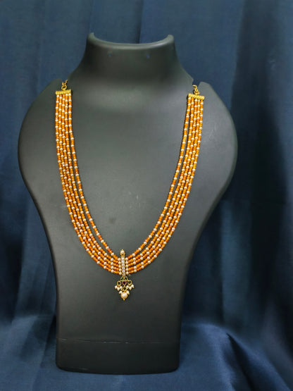 Orange Bead Pendant Necklace