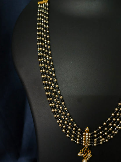 Black Bead Pendant Necklace