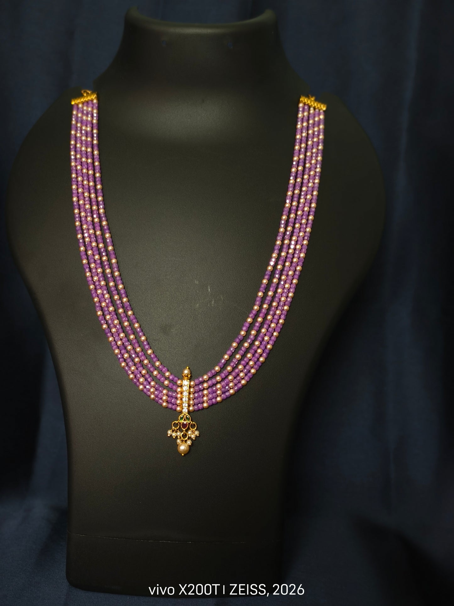 Purple Bead Pendant Necklace