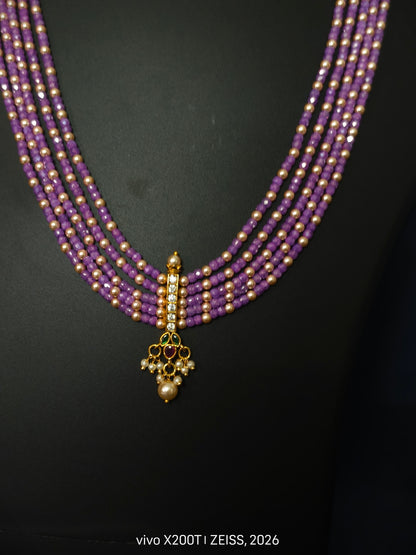 Purple Bead Pendant Necklace