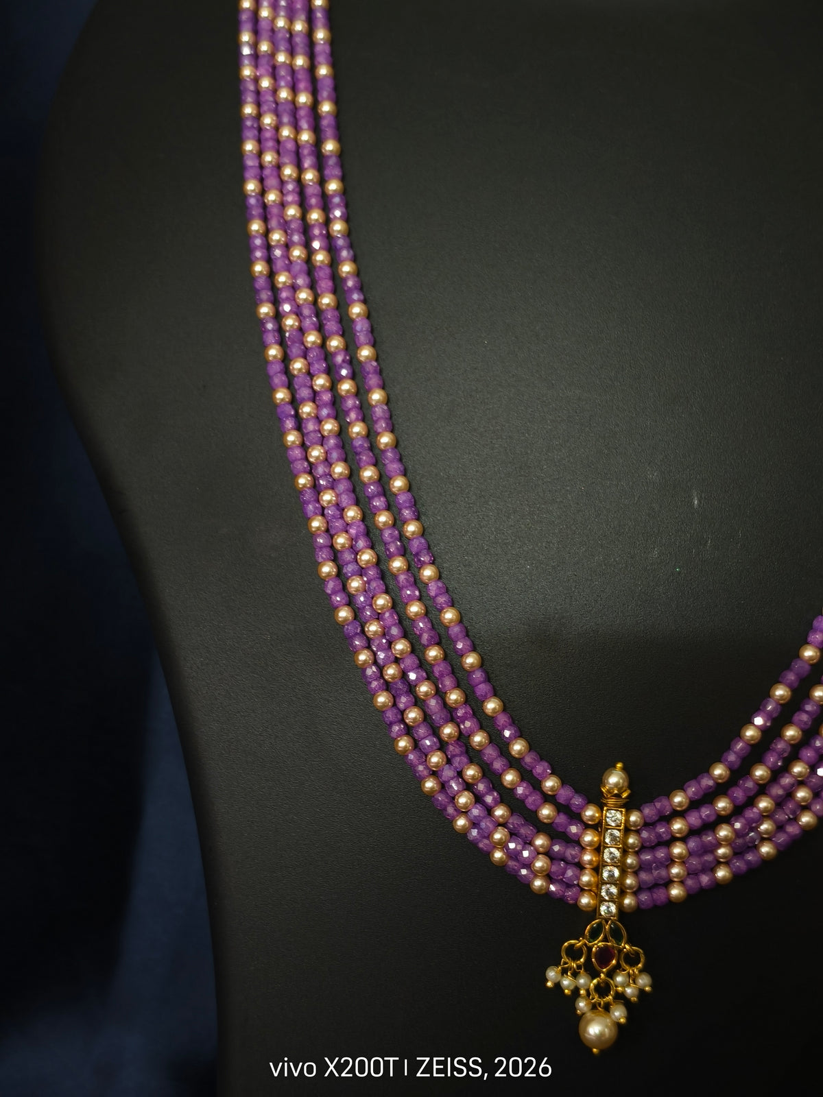 Purple Bead Pendant Necklace