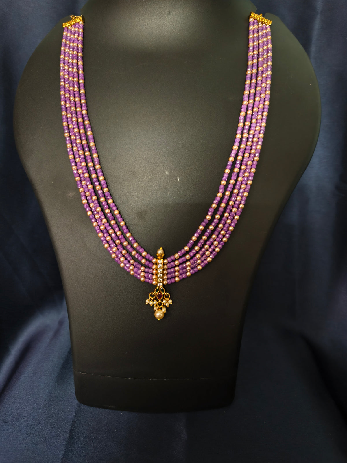 Purple Bead Pendant Necklace
