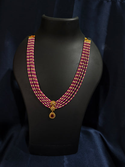 Ruby Pink Beads Necklace Set