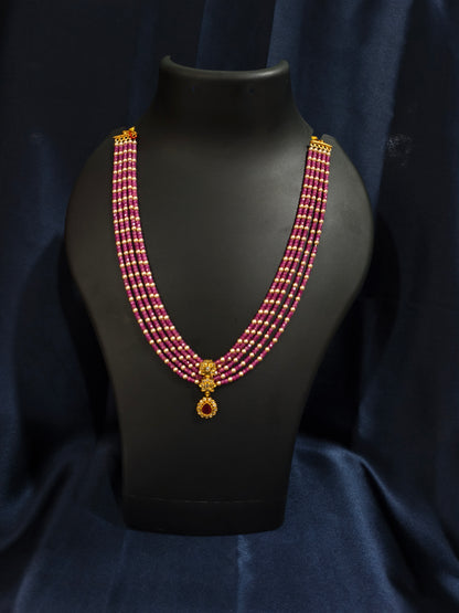 Ruby Pink Beads Necklace Set