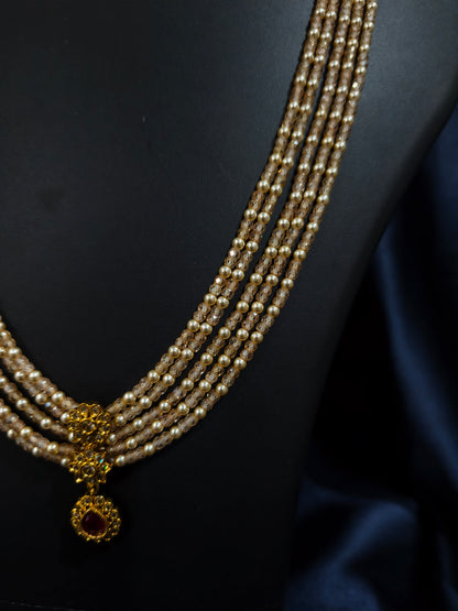 Cream Pearl Beads Necklace Set