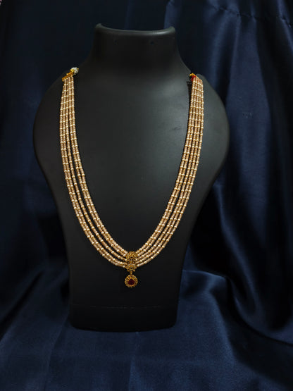 Cream Pearl Beads Necklace Set