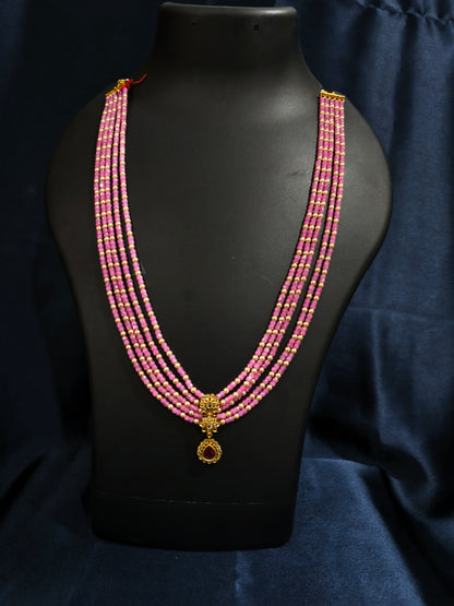 Baby Pink Beads Necklace Set