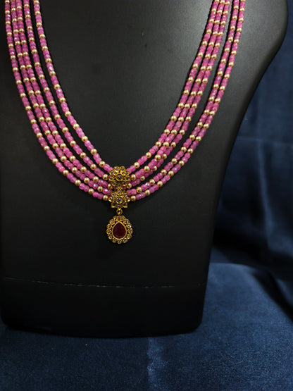 Baby Pink Beads Necklace Set