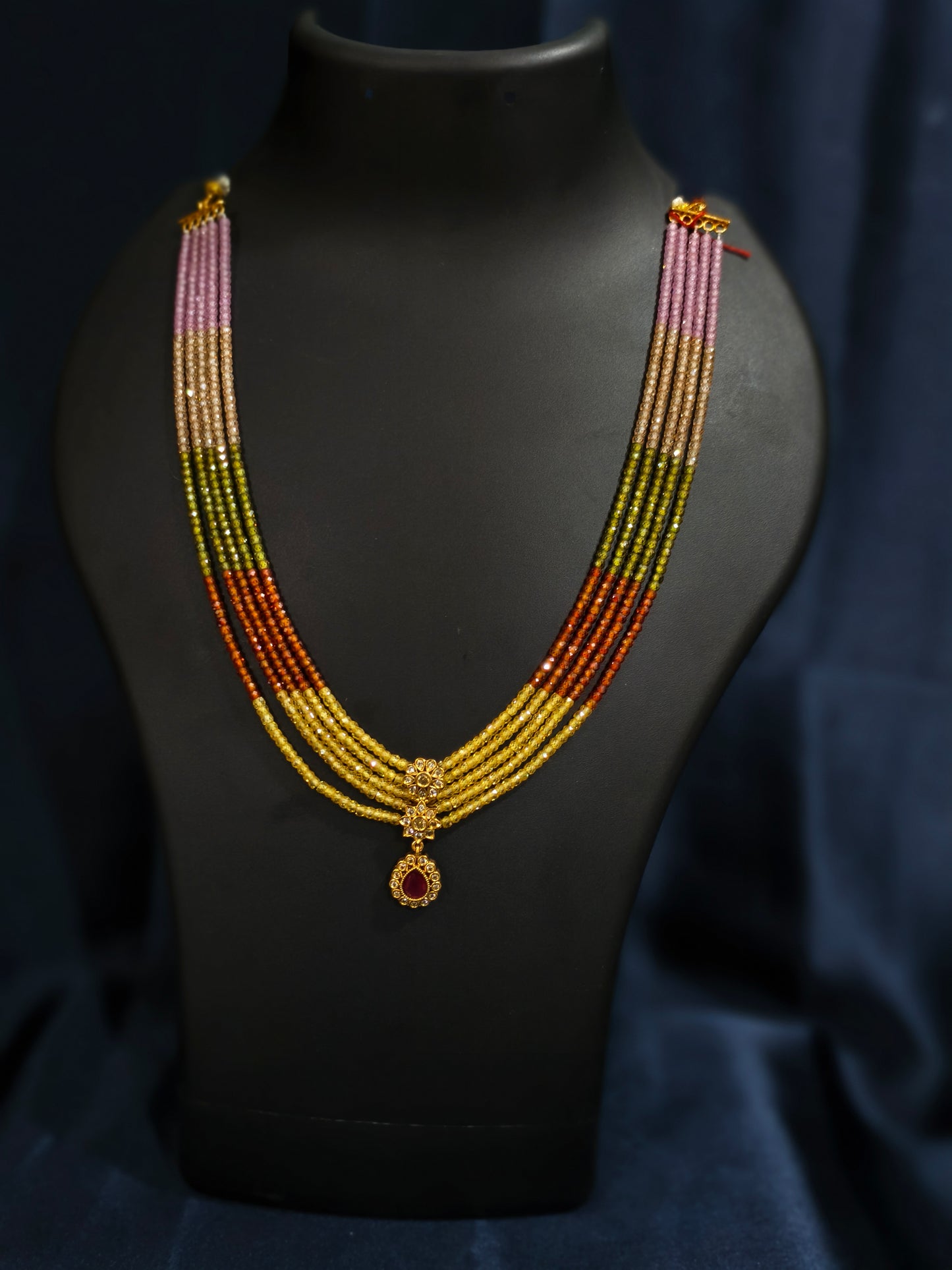Multicolour Striped Beads Necklace Set