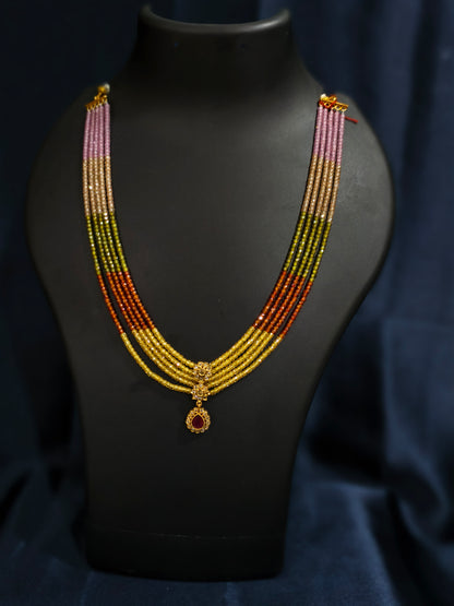 Multicolour Striped Beads Necklace Set