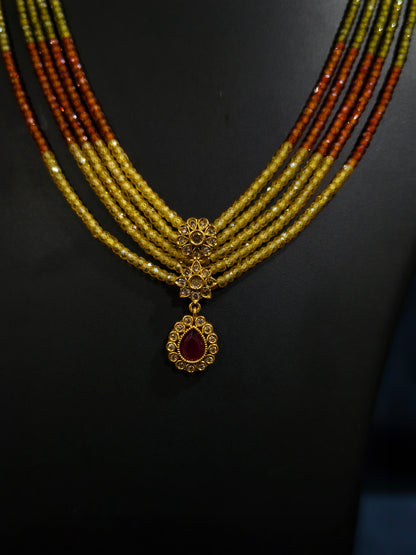 Multicolour Striped Beads Necklace Set