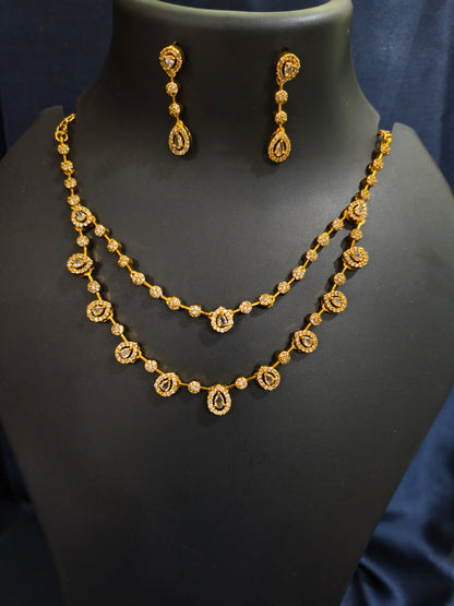 White Halo Double Layer Necklace Set
