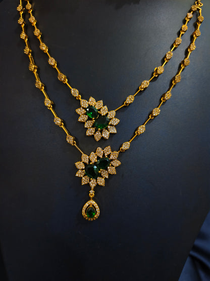 Green Starburst Double Layer Necklace Set
