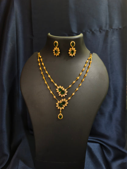 Green Starburst Double Layer Necklace Set